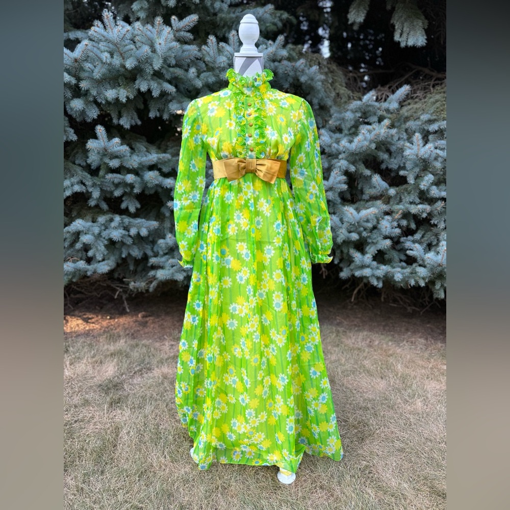 Montgomery Ward vintage seventies floral prom dress